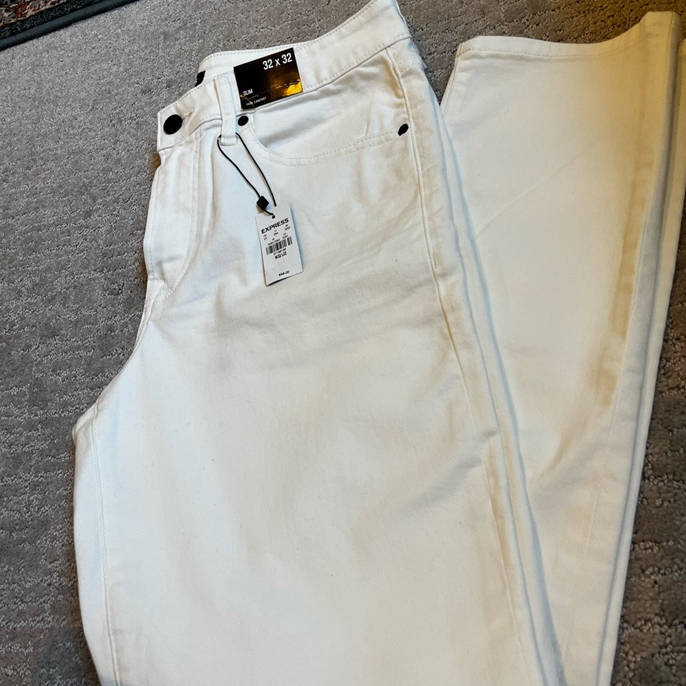 NWT Express Mens Slim Jeans X U Supersoft Hyper stretch White 32x32